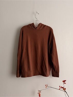 Muji Men's Brown Hooded Pullover Sweater